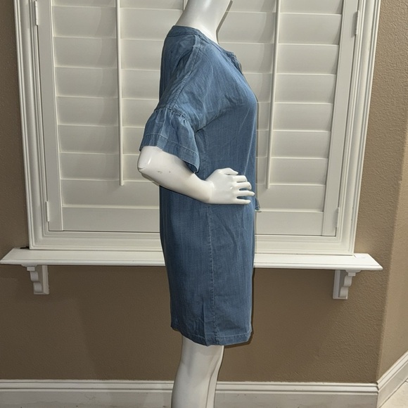 Vineyard Vines Chambray Flutter Sleeve Lace Up Denim Dress‎ Summer Evening - Picture 4 of 11